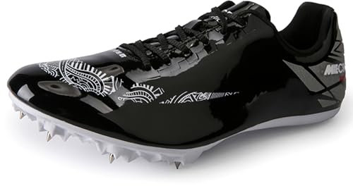 PENXZT Scarpe Chiodate Atletica Leggera Uomo Donna, Scarpe Atletica Chiodi Traspirante per Corsa Salto Adolescenti,Nero,36 EU