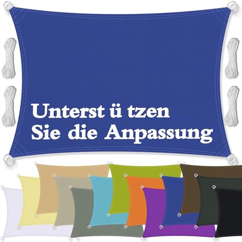 Flei Markisenstoff, TarpHohen Zugkräften Standhalten, Maschinenwäsche, inkl Befestigungsseile für Gartenpavillon Sunset Deluxe, Rechteck - 3.5x5M, Blau
