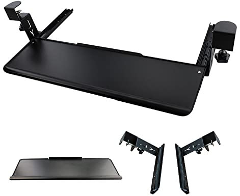 Keyboard Extender Armrest Sliding Metal Keyboard Tray 60 x 20 cm Ergonomic Height-Adjustable Keyboard Tray with C-Clamp Punch-Free Installation Drawer Platforms