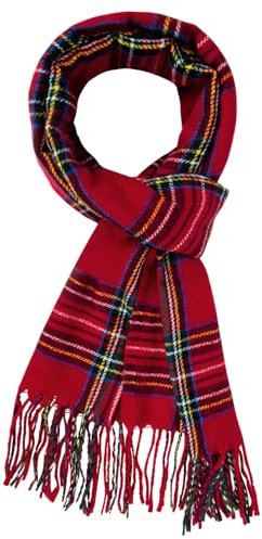 Herren Damen Lange Winterschal - Warm und Weich Tartan Kariert Braun Schwarz