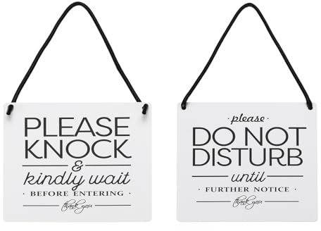 PATIKIL No Molestar Puerta Colgante Letrero, PVC Doble Lado Reversible No Molestar y Por Favor Toque Puerta Letrero Decoración para Oficina, Reunión, Sesión, Blanco, 6 x 6