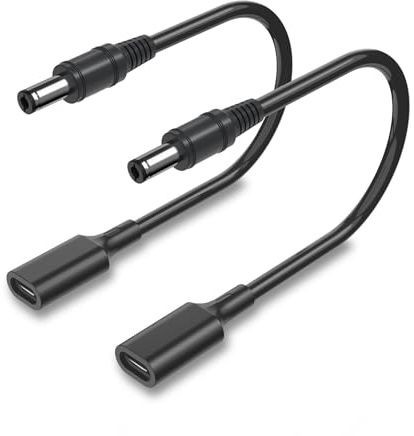 1Ft(30cm) USB C to DC Plug 5.5mm x 2.1mm Adapter Cable, Type C Female to DC Power Charger Converter Cable for Camera, Power Bank, DVR, Hard Disk Box, Home Phone System, 2Pack