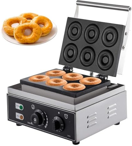 Kommerzielle Donut-Maker-Maschine, 6 Löcher Elektrischer Donut-Maker Antihaft, 1550 W doppelseitige Heizung Donut-Snack-Maschine, für Geschäftsbäckerei, Einkaufszentrum, Dessertladen, Café