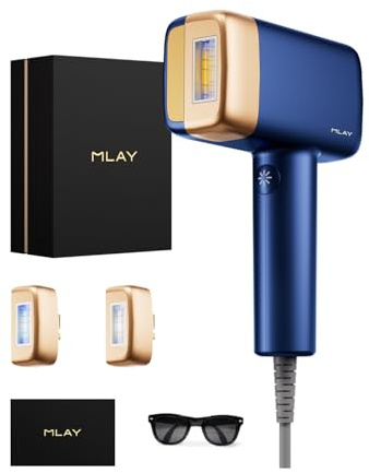 MLAY T14 3en1 Epilateur Lumiere Pulsee avec Fonction de Refroidissement 3℃, 0,5s/flash,500 000flashs, Epilation Laser Femme Homme Visage Bikini, Indolore pour Le Corps Entier Epilateur Laser(HR+SR+AC）