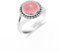 925 Sterling Silber Ring Natürlicher Rosenquarz Stein Ring Vintage Boho Zarter Ring für Männer Frauen Statement Ring 10 Rund Form Ring SH-SR34-P