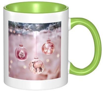 Niedliche Weihnachtskugel-Tassen, 325 ml, zweifarbig, Keramik, mikrowellengeeignet, perfekt für Zuhause, Büro und Restaurants