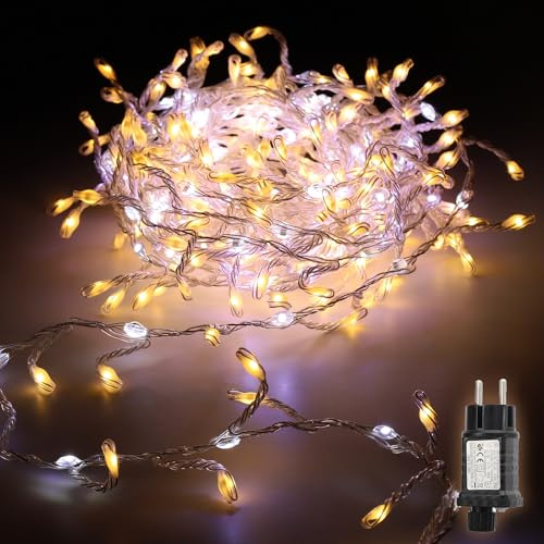 SALCAR 3m 160 LED Lichterkette Außen, Warmweiß & Kaltweiß Lichterkette Weihnachtsbaum Strom mit 14 Modi, Wasserdicht Weihnachtsbeleuchtung für Balkon Garten Party Hochzeit Weihnachtsdeko
