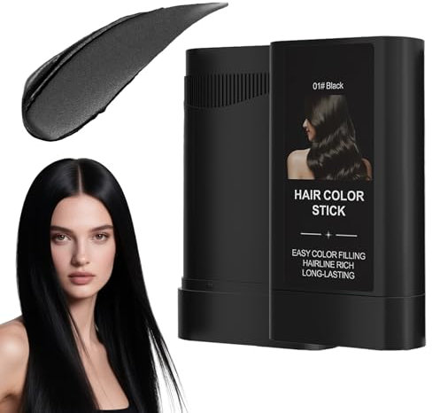 Tinte de pelo 2 en 1 en barra y peine, tinte de pelo con peine seguro y cómodo, retoque en barra, resistente al agua y al sudor para un retoque rápido,01# Negro