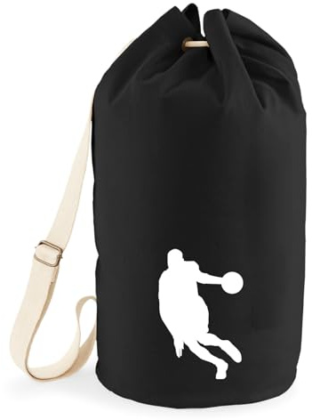 Huuraa Seesack Basketball Silhouette 20 Liter Black Baumwolle Rucksack Geschenkidee