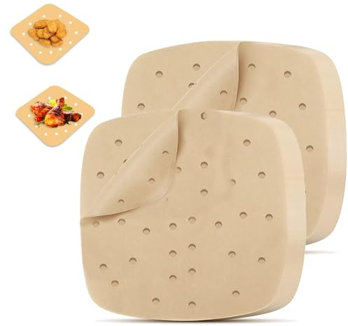 Air Fryer Parchment Paper Liners 8.5 inch, 200Pcs Perforated Air Fryer Liners Non Stick Square Air Fryer Paper for Cake Pan Basket Baking Ovening Steaming