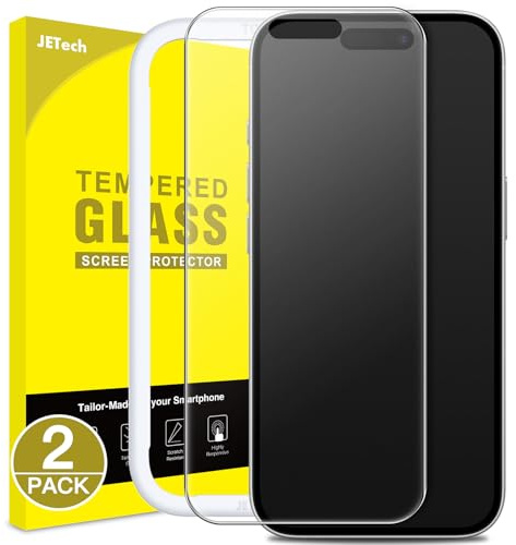 JETech Matte Screen Protector for iPhone 16 6.1-Inch, Anti-Glare 9H Tempered Glass Film, Anti-Fingerprint, Smooth Touch, Easy Installation, Case-Friendly, 2-Pack