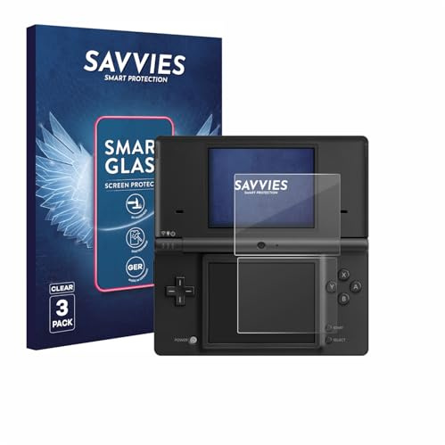 Savvies Schutzglas für Nintendo DSi | 3 Stück Transparenter Displayschutz Made in Germany Panzer Schutz Glas 9H Schutzfolie HD Klar Blasenfrei Einfache Montage