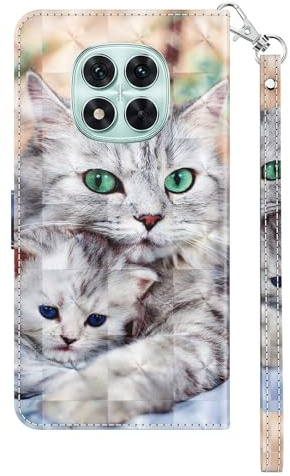 CLM-Tech Handyhülle kompatibel mit Xiaomi Redmi Note 15 5G / 4G Hülle - Tasche aus PU Leder - Klapphülle mit Ständer und Kartenfächern - Schutzhülle Wallet Case Cover Katze und Kätzchen