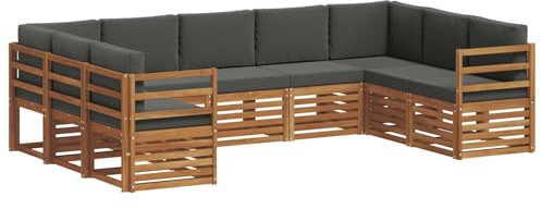 vidaXL Sofagarnituren 9 pcs Natur und Anthrazit Massivholz Akazie, Moderne Gartenbank, strapazierfähige Eckmöbel für draußen, gemütliches Loungeset für Terrasse und Patio