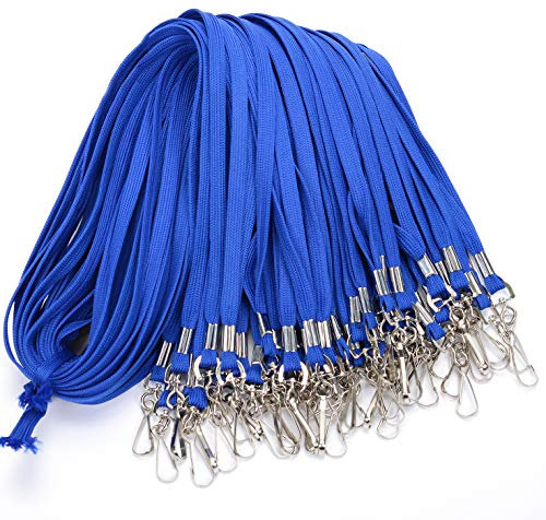 Antspirit Lanyard aus Baumwolle mit Clip, flacher Lanyard mit Drehhaken, Lanyards für Schlüsselketten, Ausweis-Badge-Clip, 81,2 cm, 50 Stück 50 blau