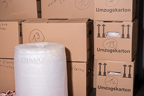 1 Rolle Luftpolsterfolie 100 cm x 100 m - Stärke: 60 my, Noppenfolie 1,0 x 100 m Blisterfolie Knallfolie Polstermaterial dimapax
