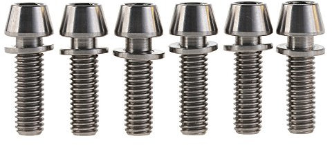 Yaruijia Titan-Bolzen, M5 x 16 mm, M5 x 18 mm, M5 x 20 mm, mit Ti-Unterlegscheibe, für Fahrrad-Vorbau, 6 Stück (Titan, M5 x 18 mm)