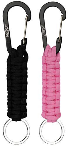 EOTW Portachiavi Paracord Con Moschettone, Robusto Portachiavi in Paracord di Sopravvivenza Militare per Uomini e Donne in Campeggio (Nero+Rosa)