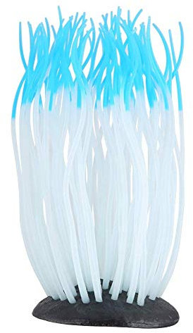 Simulation Künstliche Silikon leuchtende Meeresanemone Koralle Ornament für Aquarium Aquarium Dekoration (blau)