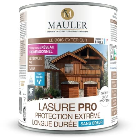 MAULER - Lasure chêne moyen 1L Pro ECOLABEL - protection très longue durée certifiée NF EN 927-6, ne pèle pas, ne s'écaille pas