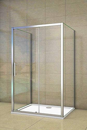 Aica Sanitär Duschkabine U Form Duschabtrennung 120x80cm U-Kabine Duschtür Schiebetür Höhe 190cm
