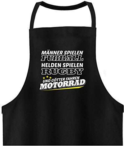 Männer Spielen Fußball Götter Motorrad - Hochwertige Grillschürze -Einheitsgröße-Schwarz