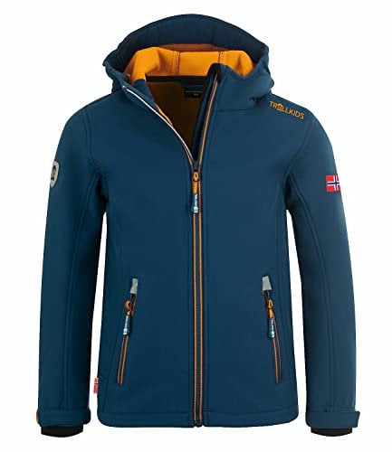 Trollkids Kids Trollfjord Jacket 176, Mystic Blue/Yellow