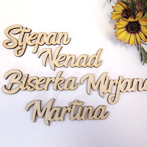 Personalisierte Tischkarten aus Holz – Laser Cut Namensschilder mit individuellem Schriftzug – Elegante Platzkarten & Türschilder – Personalisierte Tischdeko & Geschenkidee