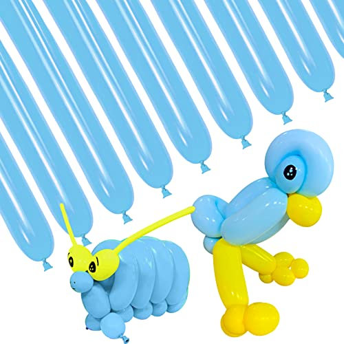 100 Stück hellblaue 260q Luftballons Verdickung Latex Lange Ballons für Ballongirlande Skinny Latex Twisting Ballon für Tiere Modellieren (Hellblau)