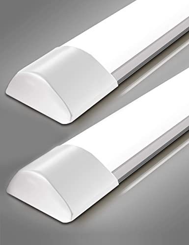 Sararoom Pantalla LED Tubo Integrado 30CM 10W 1200LM Luminaria LED, Luz Blanca fría 6000K Lamparas LED Techo, Ángulo de haz de 130° Regleta Batten Light Para Barra Cocina Oficina Hogar Taller,2 Pack