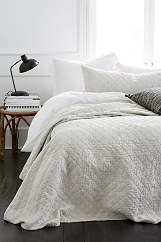 ELLOS Home Tagesdecke Thelma Check - Bettüberwurf aus hochwertiger Bio-Baumwolle mit Oeko Tex® Standard 100 Zertifikat - Grau, 260 x 260 cm