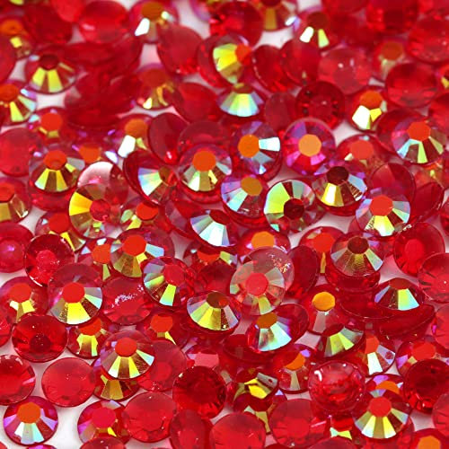 1000pcs 4mm Flat Back Non-Stick Rhinestone Crystal Diamantes Nail Art & Craft Scrapbooking Embellishments 90 Available Colours (4mm, AB Glassy Red #A41)