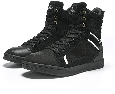 BORLENI Stivali Moto Uomo Scarpe Motocross Città Corsa Strada Stivaletti Protettivi da Motociclista Nero 40