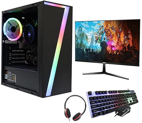 Computer Specialist Gaming PC - AMD Ryzen 5 5600G 4.4 Turbo | A520M | 16GB 3200MHz DDR4 | 480GB SSD + 1TB HDD | 600mbps WiFi | Windows 11 | Seven Gaming Case | 27 Monitor, Keyboard, Mouse and Headset