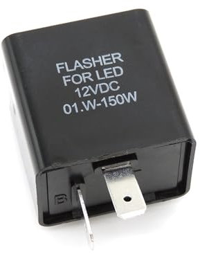 HISports 2-poliges Blinkrelais - Blinkfrequenz-Steuerrelais für Fahrzeugmotorräder für elektronische LED-Blinker, einstellbares Blinkrelais, 12 V, 0,02 A-10 A, Schwarz