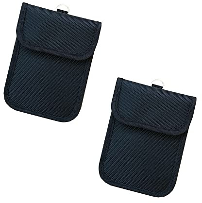 Riloer Faraday Key FOB -Protektor, Oxford -Stoffauto -Key -Signal -Blockierbeutel, Auto -RFID -Signalblocker mit Metallring, klassischer Schwarzschlüssel -FOB -Beschützer