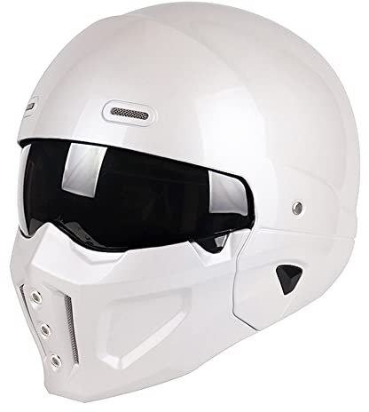 Woljay Offener Helm Integralhelm Motorradhelm Modulare Helme für Unisex-Adult Straße Fahrrad Kreuzer Roller DOT ECE genehmigt (X-Large,Weiß)