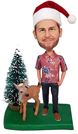 Mydedor Benutzerdefinierte Wackelköpfe Figuren Weihnachtskleid Männer Figuren Kundenspezifische Puppe, 15,2 cm Wackelkopf Figuren Handgemachte Personalisierte Auto Armaturenbrett Geburtstag für Papa