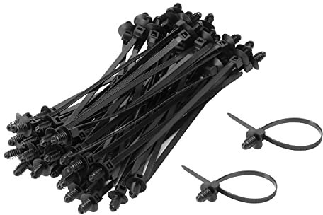 XINGO 100 Stück Tannenbaum-Kabelbinder, robust,2-in-1, selbstsichernd, UV-beständiges Sortiment für Drahtbinden im Innenbereich (6.7x0.27)