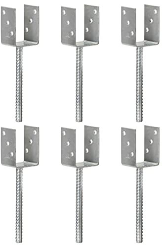 vidaXL 6X Pfostenträger U-Pfostenträger Riffeldolle Pfostenschuh Pfostenanker Anker Dolle Feuerverzinkt Silbern 7x6x30cm Verzinkter Stahl