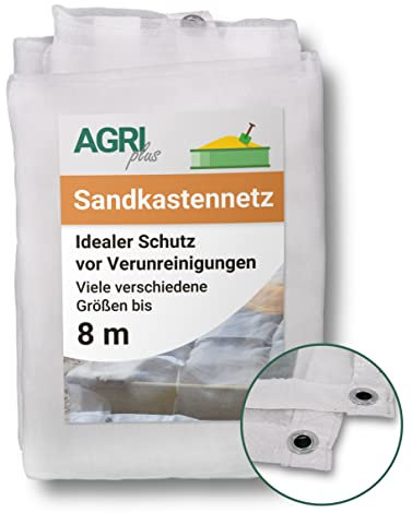 AGRI plus Sandkastennetz mit Ösen I 2,5 x 3 m I Verschiedene Maße I Engmaschiges Netz 0,8 x 0,8 mm I Abdeckung für Sandkasten I Abdecknetz mit Randverstärkung I Netz UV-stabil & wasserdurchlässig