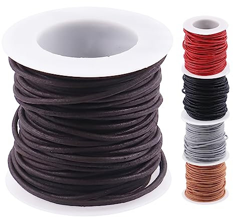 Swpeet Corda in pelle grezza naturale per la creazione di gioielli (colore retrò)