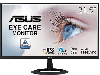 ASUS VZ22EHE Eye Care Monitor – 22- inch(21.45” viewable) Full HD (1920 x 1080), IPS, 75Hz, Adaptive-Sync, HDMI, Low blue light, Flicker free, Ultra-slim