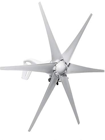 Kit generatore Eolico a turbina con 6 Pale, generatore Eolico generatore Eolico per Nautica, Camper, casa, generatore Eolico per Sistema Eolico Solare Ibrido-Nero 12v
