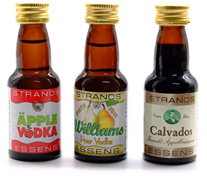 Poire Williams + Pomme + Calvados Lot de 3 Arômes 25ml – Essence Sans Alcool pour Vodka Maison et Cocktails
