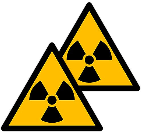 Becral - Autocollant Radiation ionisante / Panneau Triangle W003 homologué, ASR A1.3, DIN EN ISO 7010 Polyester Jaune Noir (150 mm - 2 pièces)