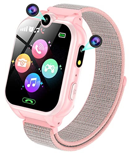 PTHTECHUS Smartwatch Kinder - 1.68'' Uhr Telefon für Mädchen Jungen mit Anruf, SOS, 18 Spiele, Musik, Kamera, Wecker, Taschenlampe, Kinderuhr Telefonieren Smart Watch Kids Geschenk