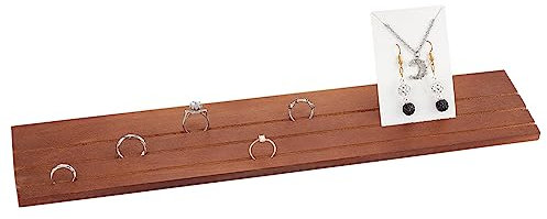 nbeads Holz Ring Display Ständer, 3 Slots Kokosnuss Schmuck Ohrring Ring Display Halter Holz Ohrring Kartenhalter Business Card Holder Display für Home Office Retail Store, 7.7x38.9cm