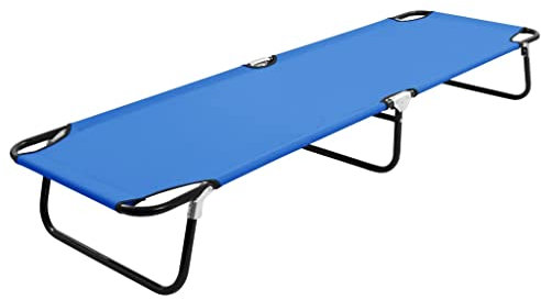 ZQQLVOO Klappbare Sonnenliege Blau Stahl Outdoor Gartenliege Freizeitliege Liege Garten Poolliege Geeignet für Garten, Terrasse, Hinterhof, Poolside