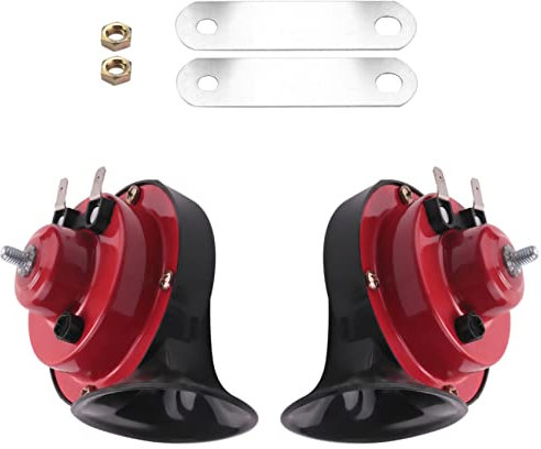 Niukuyu 300DB Super Loud Train Horn for Truck, Train, Boat, Car, Air, Electric, Snail, Motorcycle - 12V Waterproof, Red&Black